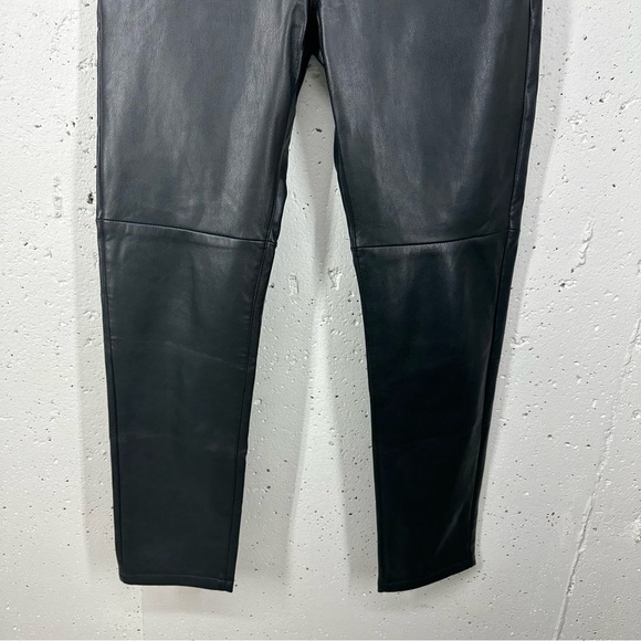 Pull & Bear size 4 Black Faux Leather High Waist Straight Leg Pants - Picture 4 of 13